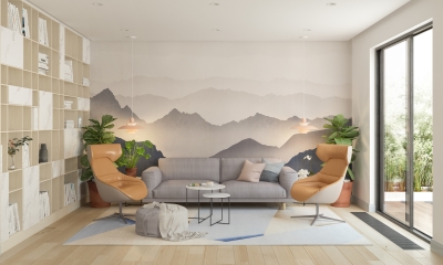 maison et papier peint panoramique